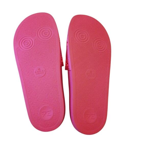 Gucci Pursuit Slides Pink Rubber Sandals Women’s Size 10 Made in Italy - Picture 2 of 5